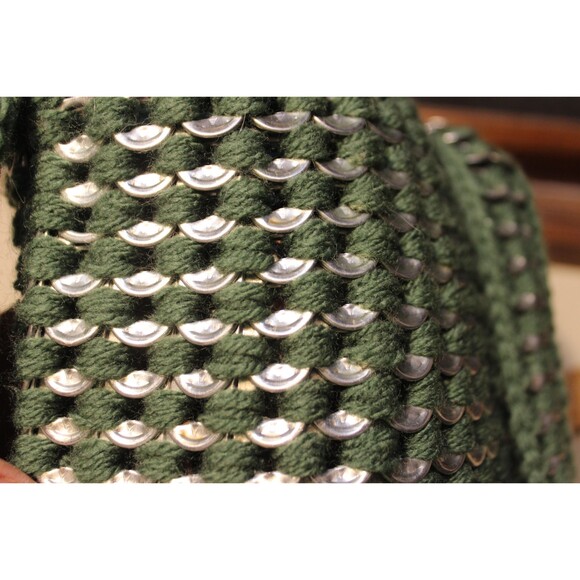 Olive Green Handmade Ladies / Teens Shoulder Bag Pop Tops & Crochet Pattern 7x8" - Picture 3 of 6